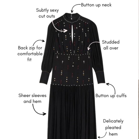 Gorgeous Black Studded Azelea  Maxi Dress from Never Fully Dressed NWT - Picture 6 of 6